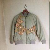 着物リメイクジャンパー（菱型に草花）