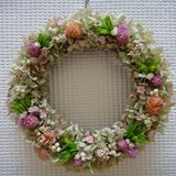 【☆プレゼントに☆】【☆インテリアに☆】グリーン×ロゼ紫陽花＆千日紅のリース【☆限定1個☆】