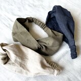 送料無料☆クロスヘアバンド リネン／ナチュラルベージュ