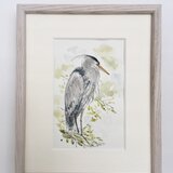 額付きアート「アオサギ」水彩画 原画