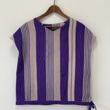 紫系縞着物のフレンチプルトップ