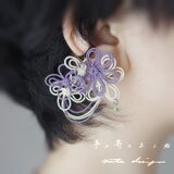 かたっぽイヤーカフ「声ニ寄スホノカ」（淡紫×アイボリー）