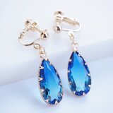 Blue ガラスイヤリング