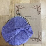 まんまるがま口 パープル リボン