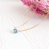 14KGF 宝石質 スイスブルートパーズ 一粒 シンプルネックレス・青い 天然石 華奢ネックレス・ハンドメイド