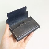 牛革 グレー 猫 名刺入れ