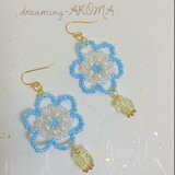 ピアス パステルビーズflower(お揃いのペット用チョーカー有ります)
