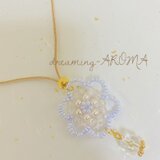 ペット用チョーカー　パステルビーズflower(お揃いのピアスもあります)