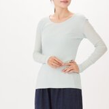 日本製/シルク混コットンシフォンＴ　丸首長袖... 5978の画像