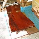 【大特価セール】セン一枚板ダイニングテーブル・座卓 摺り漆仕上げ【一点物】の画像
