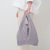 ✧パステルカラー✧レジ袋型・カードサイズに畳めるスマートエコバッグ✧Lサイズグレー