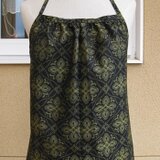 着物リメイク腹当て/紺×黄色柄