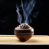 備前焼香炉（菊模様）