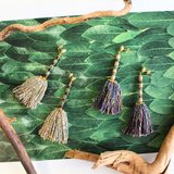 コットンとターコイズのピアス（ブラウン）