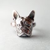 フレンチブルドッグのシルバーリング no.001 (フレブル、ブヒ、肉球、frenchbulldog、指輪)の画像