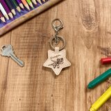 父の日ギフトも受付中"子供の絵" から作る世界で一つのキーホルダー　<星型> ヌメ革の画像