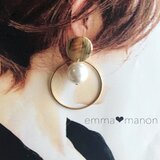 ニッケルフリーイヤリング　金属アレルギー対応　パールとフープ 大ぶり ピアス/イヤリング　ウェディング　結婚式　大ぶり　パール