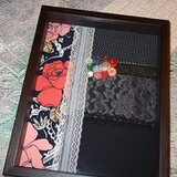 生地・ボタン・リボンのフレームオブジェ