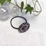 ヘアゴムアクセサリー【オーバル】ダークグリーン