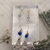 【New】GOLD Chain ＆Round BLUE Swarovski BackCatcher　