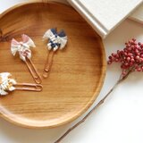 マクラメ糸で編んだbook marker　・　paper clip　NO.２　／　natural＆mustard