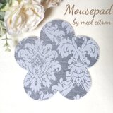 新作☆ お花の可愛いマウスパッド♪ グレー～花柄～の画像
