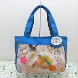 プライスダウン　￥12000→¥8000　フランスリネンと帆布の機能性バッグ　ブルーの画像