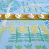 祝い文手拭い「しあわせ（ブルー）」　作者：ひびのこづえ