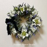ラベンダー&クリスマスローズのリース（28センチ）