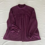 スタンドカラーギャザーブラウス　パープル