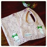 リボンのシロクマちゃんセット　８重ガーゼのスタイ&ハンカチ