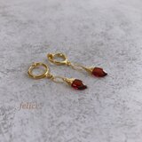 ガーネットイヤリング◇マーキス・ファセットカット14kgf