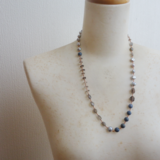 No.126*天然石＆淡水真珠のメガネ留めネックレス/59cm