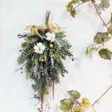 ★【数量限定販売】クリスマス スワッグ ブルーベリー ＆ ワタの実 ax607 アーティフィシャルフラワー