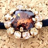 スワロフスキー　ビジューヘアゴム　ゴールド　ブラウン