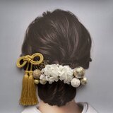 和玉　あじさい　かすみ草　リーフ　髪飾り　和装　着物　ウェディング　七五三