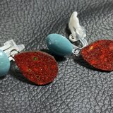 紋紗塗 イヤリング ターコイズ