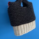 手編みのかごバッグ　グレー