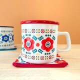 アネモネのマグカップ〈赤〉コースター付｜陶器 花柄 新生活 引越し祝い クリスマス 誕生日プレゼント 母の日ギフト おしゃれ