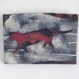 夜行（木と金属の壁掛けオブジェ）