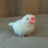 [びびきちさんリクエスト]asae** 文鳥グッズ(羊毛フェルト)おすわり白文鳥
