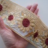 no.1【インド刺繍リボン】1m 【マルーン】