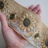 no.2【インド刺繍リボン】1m カット済み【モスグレイ】