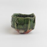 織部　四方くりぬきぐい吞み