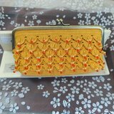 スワロフスキー・ビーズ編み込み　がま口ポーチ  プレゼント