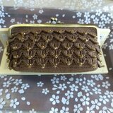 スワロフスキー・ビーズ編み込み　がま口ポーチ  ギフト　プレゼント