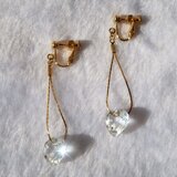 極上水晶 ハートブリリアントカットイヤリング　