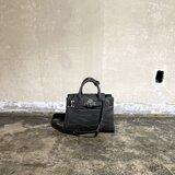 限定生産!!オイルレザークロコ型押しミニショルダー（ダークグレー×金具マットシルバー）