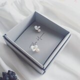 白磁　天草陶花 14kgfピアス　一輪と淡水パール　２way仕様