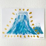 「2つの富士山」　アクリル画　絵画　アート　抽象画　ラメ